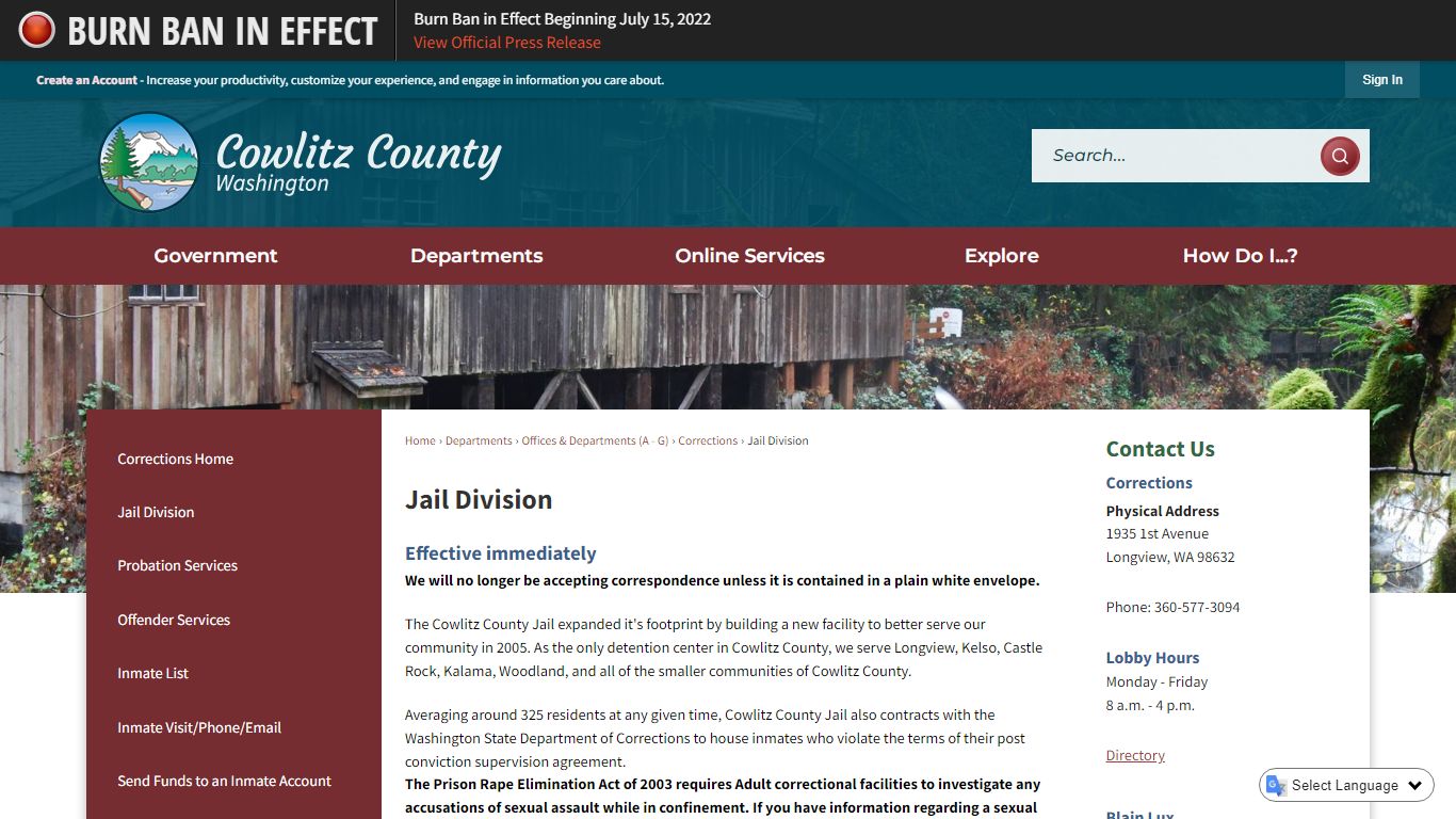 Jail Division | Cowlitz County, WA - Official Website